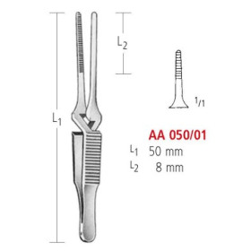 AA 050/01 зажим типа бульдог, прямой, 50мм/8мм Bulldog clamps, straight