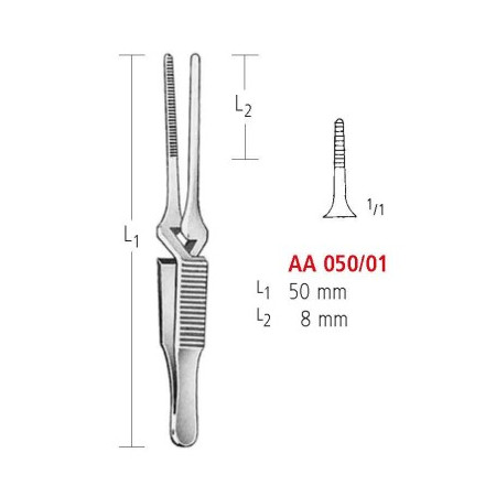 AA 050/01 затискач типу бульдог, прямий, 50мм/8мм bulldog clamps, straight
