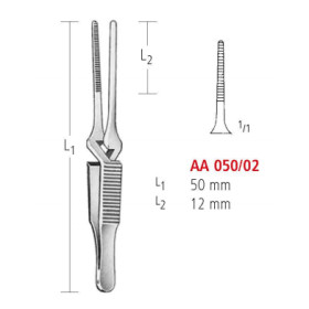 AA 050/02 затискач типу бульдог, прямий, 50мм/12мм bulldog clamps, straight
