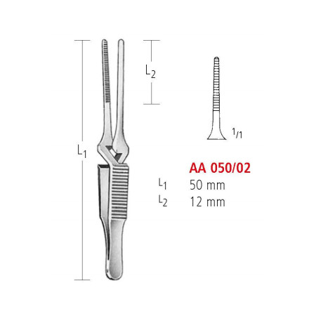AA 050/02 затискач типу бульдог, прямий, 50мм/12мм bulldog clamps, straight