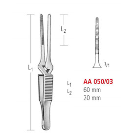 AA 050/03 затискач типу бульдог, прямий, 60мм/20мм bulldog clamps, straight