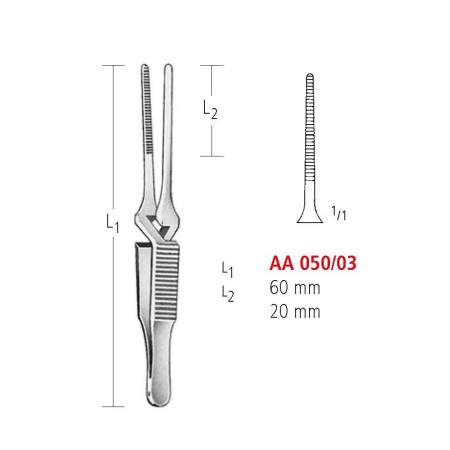 AA 050/03 затискач типу бульдог, прямий, 60мм/20мм bulldog clamps, straight