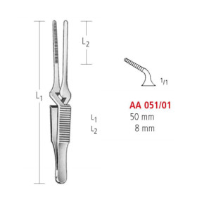 AA 051/01 затискач типу бульдог, вигнутий, 50мм/8мм bulldog clamps, straight