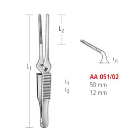 AA 051/02 затискач типу бульдог, вигнутий, 50мм/12мм bulldog clamps, straight
