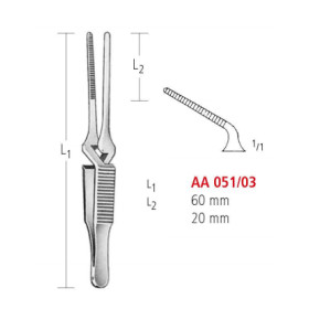 AA 051/03 затискач типу бульдог, вигнутий, 60мм/20мм bulldog clamps, straight