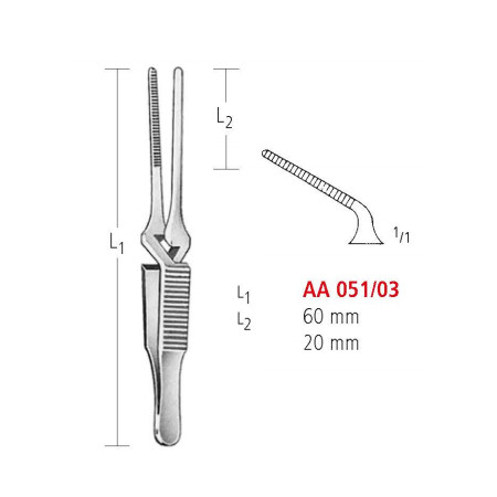 AA 051/03 затискач типу бульдог, вигнутий, 60мм/20мм bulldog clamps, straight
