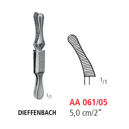 AA 061/05 затискач типу бульдог dieffenbach, зігнутий, 5 см