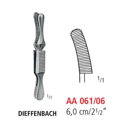 AA 061/06 затискач типу бульдог dieffenbach, зігнутий, 6 см