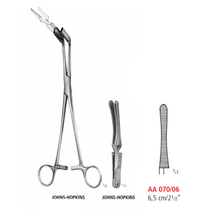 AA 070/06 затискач типу бульдог JOHNS-HOPKINS, прямий, 6.5 см