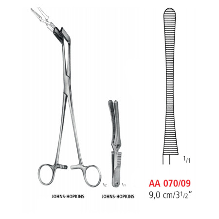 AA 070/09 затискач типу бульдог JOHNS-HOPKINS, прямий, 9 см