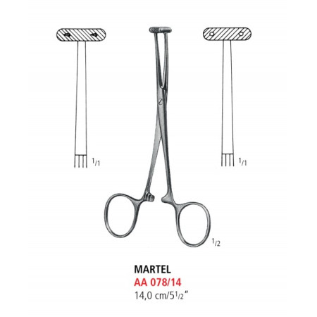 AA 078/14 затискач кровоспинний MARTEL, 14 см
