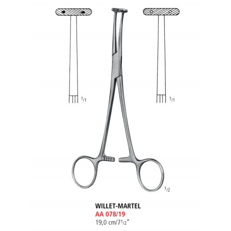 AA 078/19 затискач кровоспинний WILLET-MARTEL, 19 см