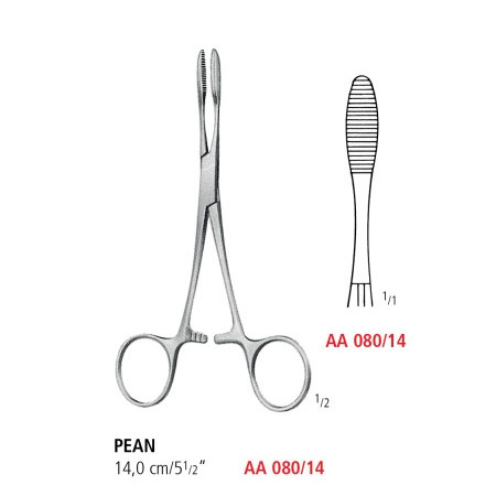 AA 080/14 затискач артеріальний PEAN, прямий, 14 см