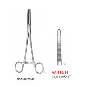 AA 110/14 зажим артериальный SPENCER-WELLS, прямой, 14 см