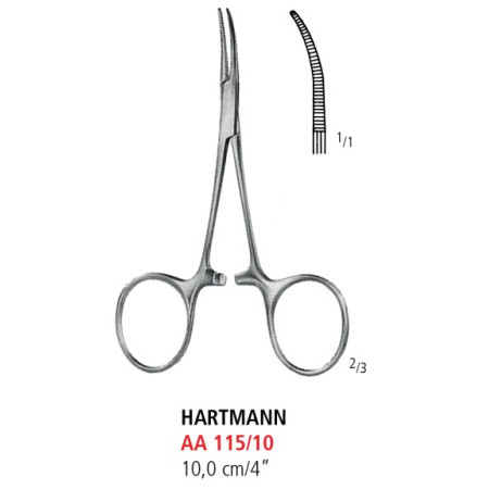 AA 115/10 затискач артеріальний HARTMANN, зігнутий, 10 см