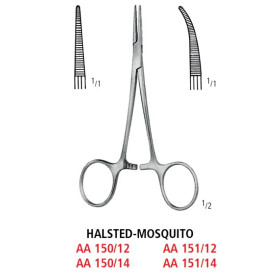 AA 151/12 зажим артериальный HALSTED-MOSQUITO, изогнутый, 12.5 см