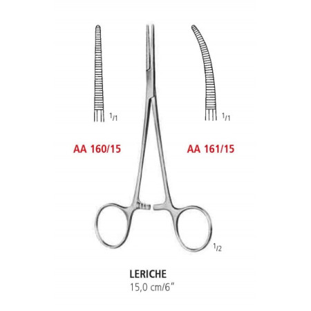 AA 160/15 затискач артеріальний LERICHE, прямий, 15 см