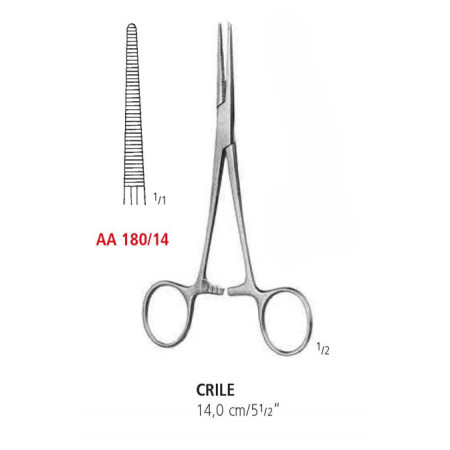 AA 180/14 затискач артеріальний CRILE, прямий, 14 см
