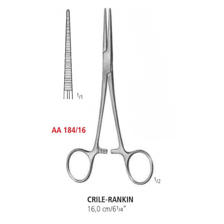 AA 184/16 затискач артеріальний CRILE-RANKIN, прямий, 16 см