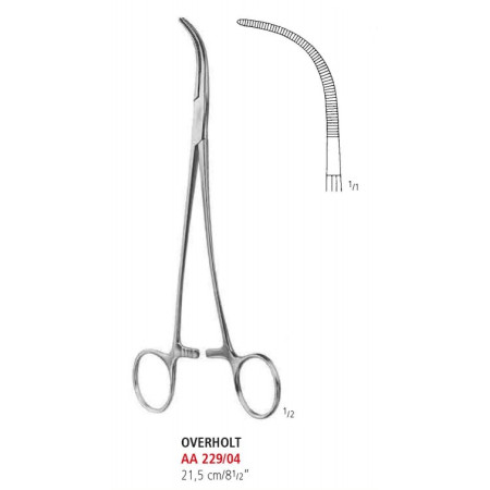 AA 229/04 зажим артериальный OVERHOLT, S-образный, 21,5 см