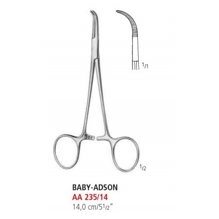 AA 235/14 затискач артеріальний BABY-ADSON, дитячий, зігнутий, 14 см