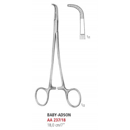 AA 237/18 зажим артериальный BABY-ADSON, детский, изогнутый, 18 см