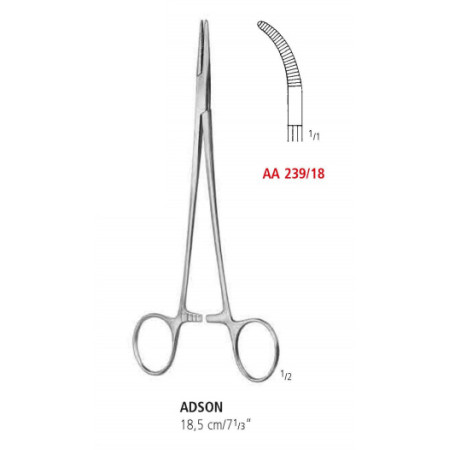 AA 239/18 пінцет ADSON, зігнутий, 18,5 см