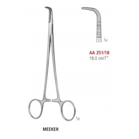 AA 251/18 зажим артериальный MEEKER, изогнутый, зубцы 1х2, 18 см