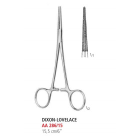 AA 288/15 зажим артериальный DIXON-LOVELACE, прямой, зубцы 1х2, 15,5 см