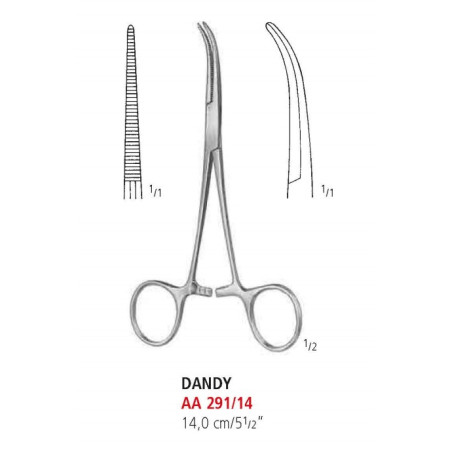AA 291/14 зажим артериальный DANDY, изогнутый, 14 см