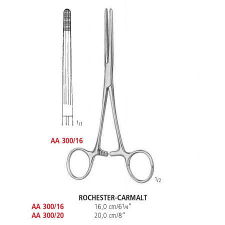 AA 300/16 зажим артериальный ROCHESTER-CARMALT, прямой, 16 см