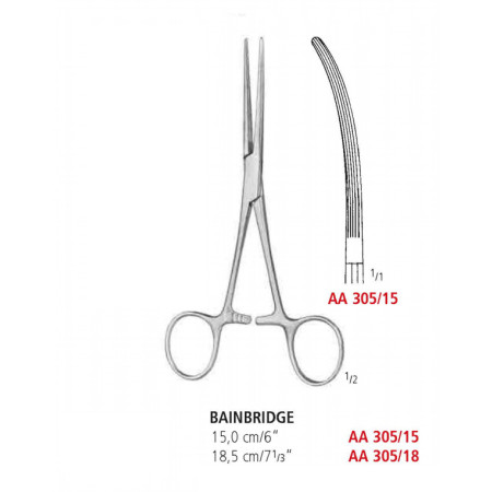 AA 305/18 зажим артериальный BAINBRIDGE, изогнутый, 18,5 см