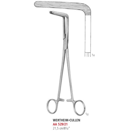 AA 529/21 затискач кровоспинний WERTHEIM-CULLEN, зігнутий, 21,5 см