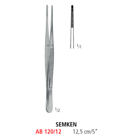 AB 120/12 щипці для перев'язувальних матеріалів SEMKEN, прямі, 12.5 см