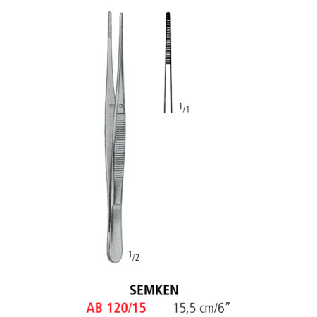 AB 120/15 щипці для перев'язувальних матеріалів SEMKEN, прямі, 15.5 см