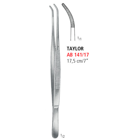 AB 141/17 щипці для перев'язувальних матеріалів TAYLOR, зігнуті, 17.5 см