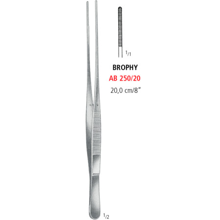 AB 250/20 щипцы для перевязочных материалов BROPHY, прямые, 20.0 см