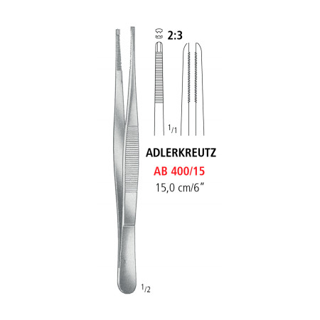 AB 400/15 щипці для тканин ADLERKREUTZ, зубці 2x3, 15.0 см