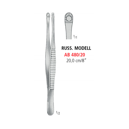 AB 480/20 пінцет для тканин RUSS.MODEL, 20.0 см