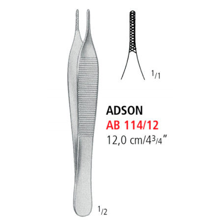 AB 114/12 пінцет для препарування ADSON, нахрест, 12.0 см