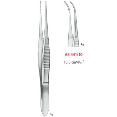 AB 441/10 пінцет PATTERN, загострений, зігнутий, 10.5 см