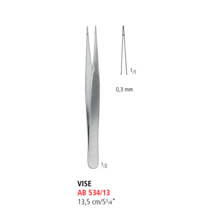 AB 534/13 щипці для зав'язування шва VISE, прямі, 13.5 см