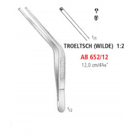 AB 652/12 пинцет ушной и назальный TROELTSCH(WILDE), зубцы 1х2, 12.0 см