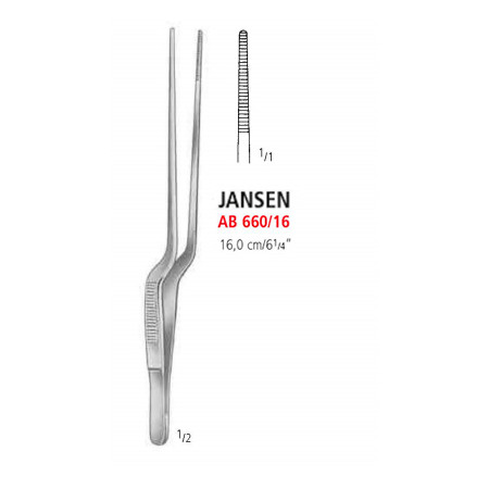 AB 660/16 пінцет вушний та назальний JANSEN, байонентний, 16.0 см