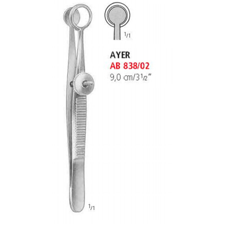 AB 838/02 пінцет для халазіона AYER, з гвинтовим затискачем, 9.0 см
