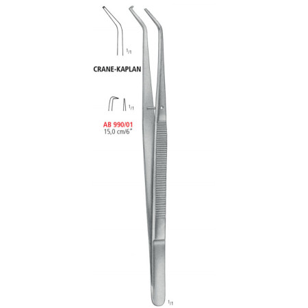 AB 990/01 пинцет мешочный CRANE-CAPLAN, правый, 15.0 см