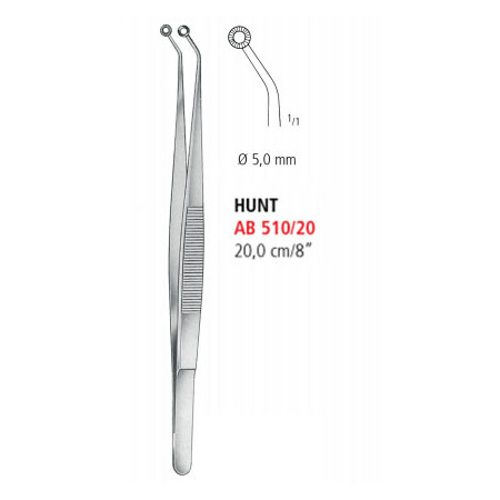 AB 510/20 затискач для новоутворення HUNT, діаметр 5мм, 20.0см