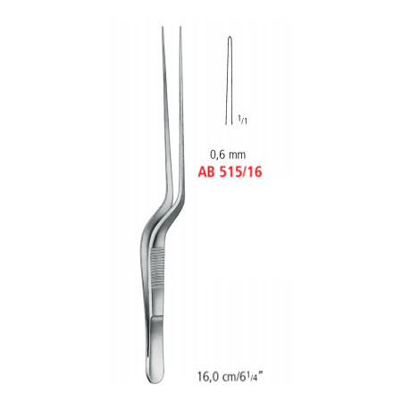 AB 515/16 микропинцет, байонетный, 0.6 мм, 16.0 см