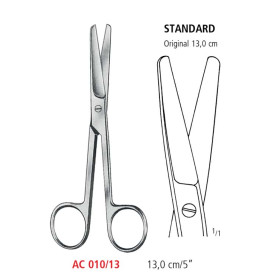 AC 010/13 ножиці операційні STANDARD, прямі, тупі/тупі, 13.0 см
