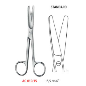 AC 010/15 ножницы операционные STANDARD, прямые, тупые/тупые, 15.5 см